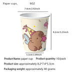 Birthday Decoration Capybara Birthday Invitation Card Cup Tablecloth Plate Napkin Poster Baby Shower Birthday Girl Party Favors