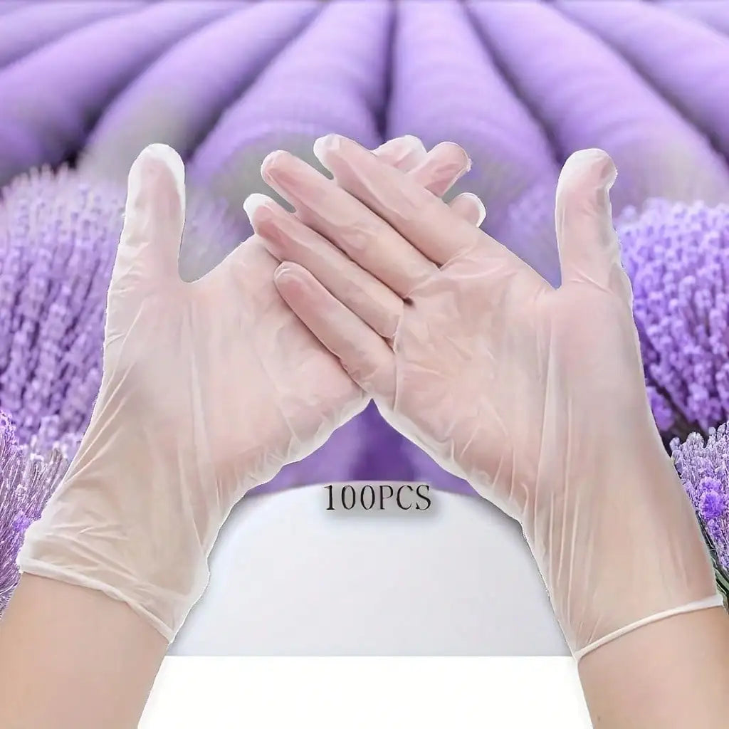 100pcs Transparent disposable latex gloves, suitable for kitchens, bathrooms, pet care, beauty, hair care and hotels, etc