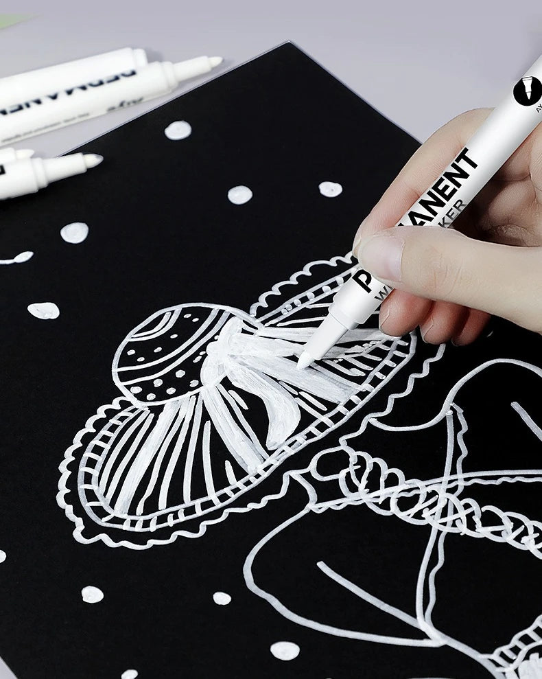 1/3/6Pcs White Marker Pens Acrylic Paint Pen for Rock Ceramic Glass Tire Metal Canvas Waterproof Painting White Marker