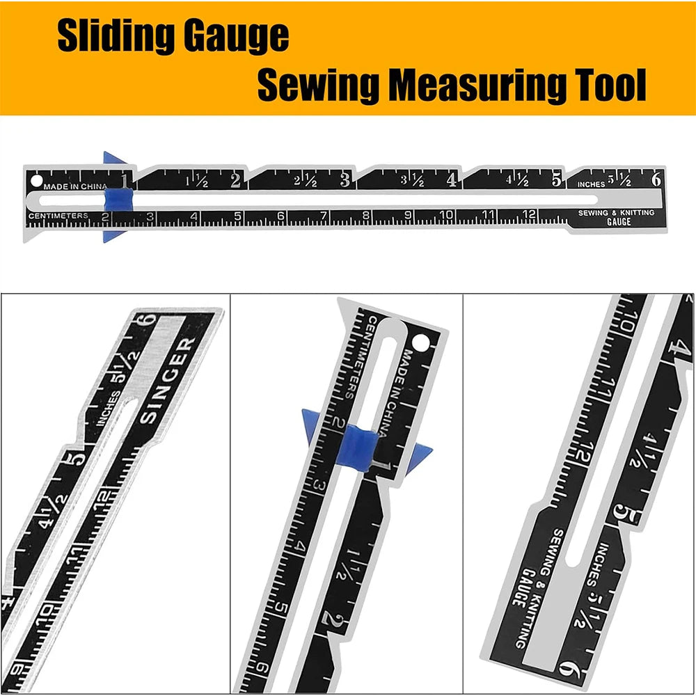5-in-1 Sliding Gauge Measuring Tool Multifunctional Plastic Drawing Ruler Household Tailor's Patchwork Ruler Sewing Accessories