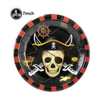 Pirate Party Paper Plate Cup Napkin Party Tableware Pirate Party Decor Pirate Ship Bone Dinnerware Supplies for Adult Kids Decor