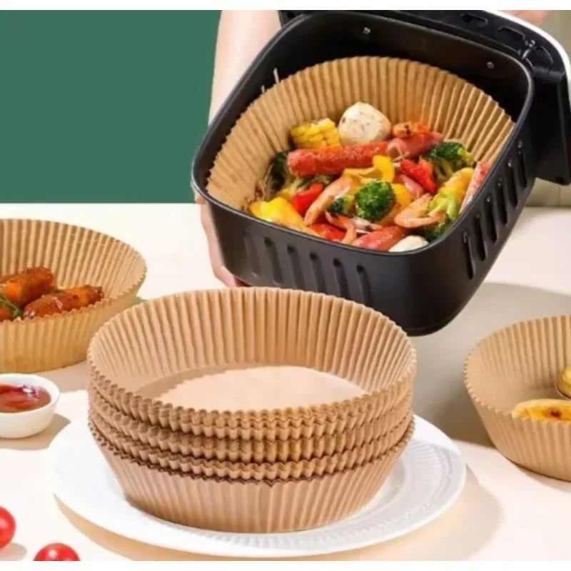 Disposable Round Square Air Fryer Paper Liner Non-Stick Airfryer Baking Paper Kitchen Cooking Accessories