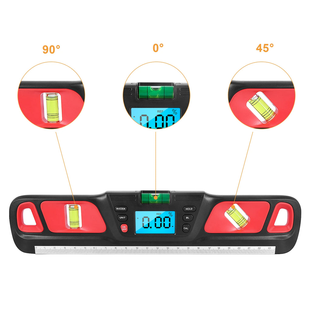 Digital Level Inclinometer Electronic LED Display Protractor Magnetic Base Digital Level Measuring Tool Instrument 280mm HW-200