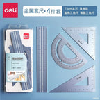 Youpin 4 in 1 Fizz Metal Ruler Stationery Set Aluminum Alloy Multifunctional Combination Ruler Ruler Triangle Protractor Drawing