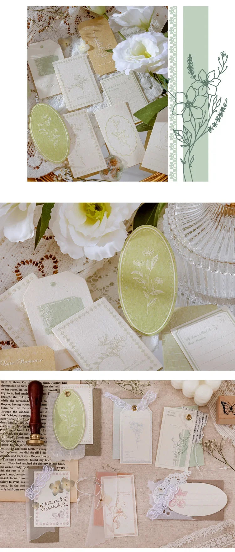 30Pcs Colorful Flower Plant Texture Card Stock Craft Paper Junk Journal Ephemera Forest Leaf Scrapbooking Material Paper Pack