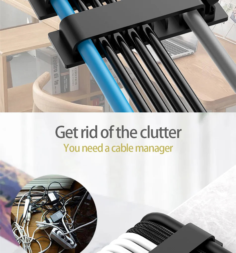 Cable Organizer Self Adhesive Cable Clips USB Cable Management Clamp Car Home Desk Wall Cord Holder Charging Wire Winder Manager