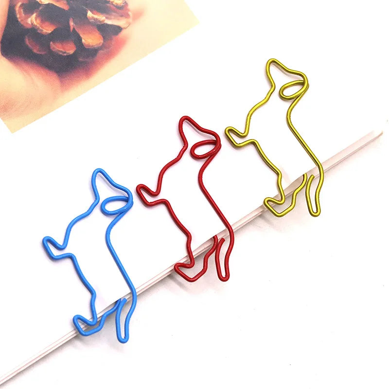 10-100pcs Creative Colorful Dachshund Paper Clips Cartoon Creative Metal Animal Special-shaped Bookmark Clip Paper Clamps