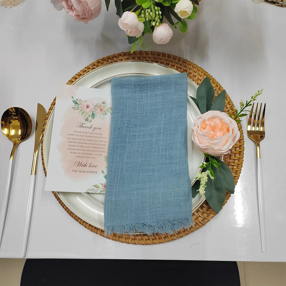 6PCS 43x43cm Dinner Table Rustic Decor Muslin Tea Towels, Birthday Decore Retro Cotton Cheesecloth, Cotton Gauze Wedding Napkins