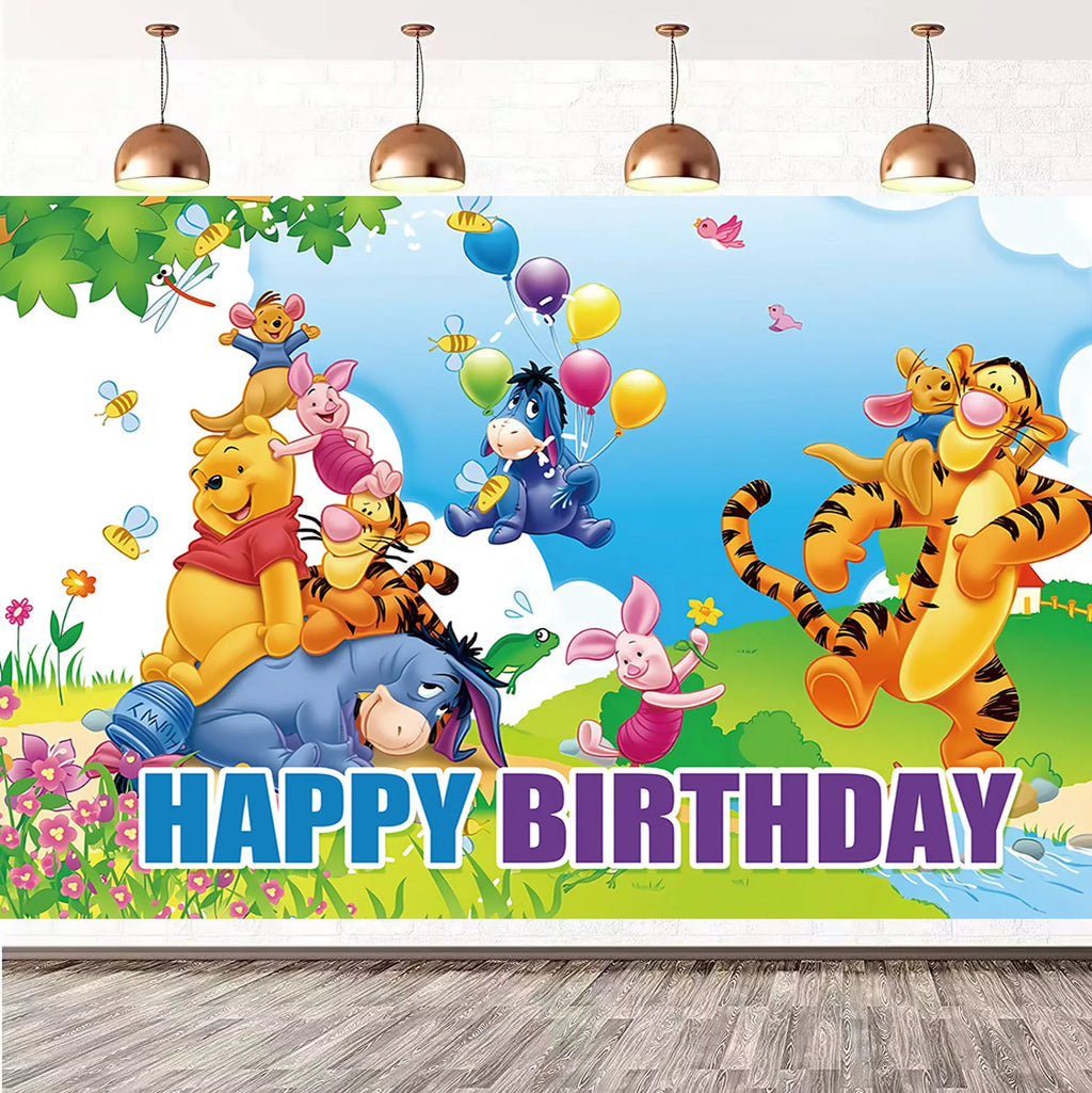 Winnie The Pooh Birthday Party Decoration Plates Napkins Table Cover Balloons Banner Baby Shower Serves 10 Guests Baby Shower