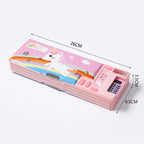 Built-in Calculator Plastic Stationery Box for Primary School Students Double-sided Open Pencil Case Creative Multi-functional