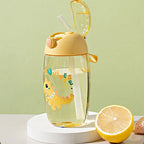 500ml Children's Dinosaur Water Bottle With Silicone Straw Leak Proof Plastic Water Bottle Summer Children's Water Cup