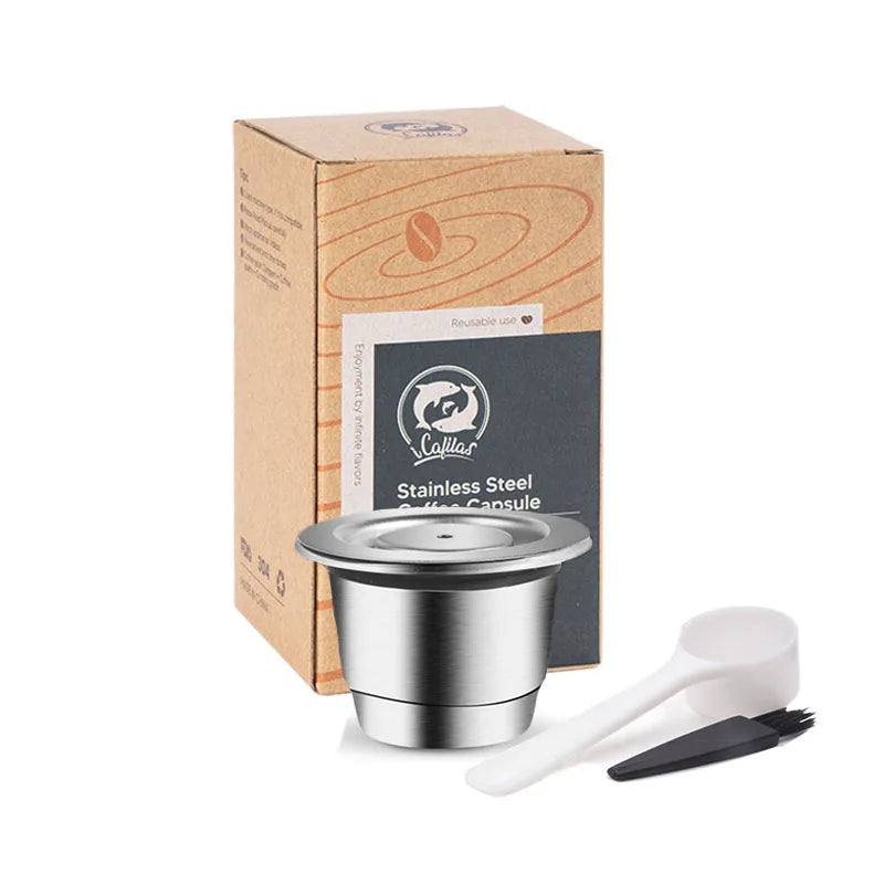 Reusable Nespresso Coffee Capsules Cup Stainless steel Refillable Coffee Capsule Refilling Filter Coffeeware
