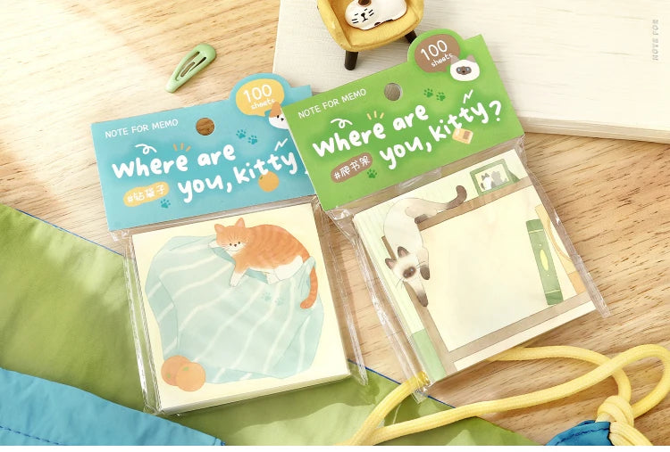 100sheets Cute Cat Memo Notes Creative Collage DIY Scrapbooking Aesthetic Material Paper School Office Supplies