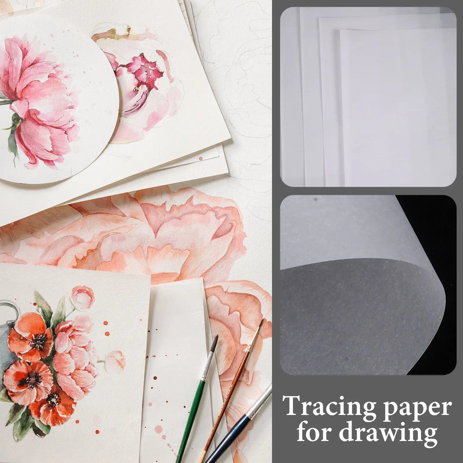 50Sheets A4 Trace Paper Translucent Printable Tracing Paper for Drawing Hand-Drawing Plotting Engineering Copying Art Printing
