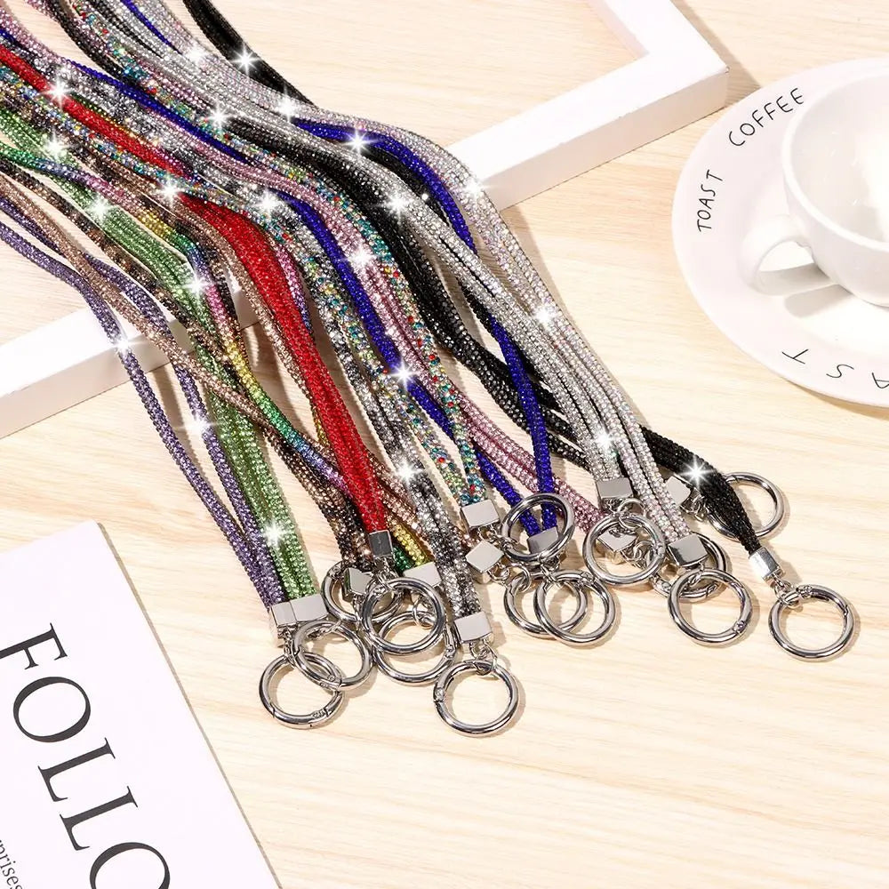 Glitter Rhinestone Phone Lanyard Phone Diamond Crystal Chain Straps Keychain Hanging Anti-lost Rope Mobile Phone Strap