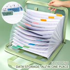 13 Layers A4 Transparent Handheld Accordion File Folder With Label Student Office Paper Organizer