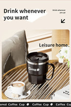 WORTHBUY Coffee Mug With Lid&Handle 304 Stainless Steel Tea Milk Coffee Cup Double Wall Insulated Anti Scalding Drinking Cup
