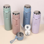 Stainless Steel Thermos Bottle 500ml/16.9oz And 600ml/20oz Vacuum Insulated Water Bottle With Handle Travel Insulated Cup