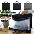 Versatile Canvas A4 Documents File Bag Large Capacity Double Zipper Accordion Folder 12-Layer Business Briefcase