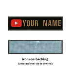 YouTube Logo 10X2.5cm Embroidery Custom Name Text Patch Stripes Badge Iron On Or  Patches