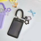 Cute Simple Protective Card Holder with Keychain Colorful Star Retractable Spring Lanyard ID Card Photo Postcard Holder Charms