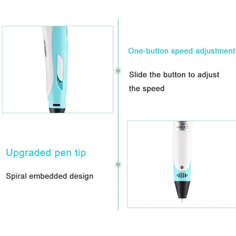 3D Printing Pen With LCD Screen Compatible PLA Filament Drawing Pen Safe Paiting for Children DIY Boys Girls Birthday Gifts