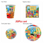 Cartoon Sesames Streets Birthday Party Supplies Kids Disposable Tableware Cup Plate Napkin Tablecloth Balloon Banner Decoration