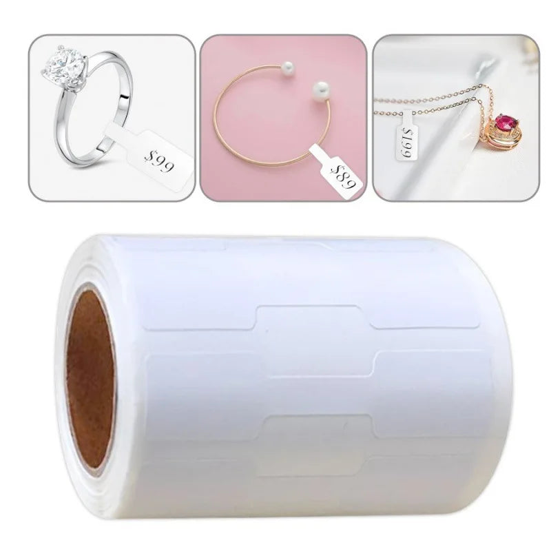 500Pcs/roll Blank Labels Paper Price Tags Portable Self Adhesive Stickers Jewelry Hangtags Necklace Ring Display Packaging