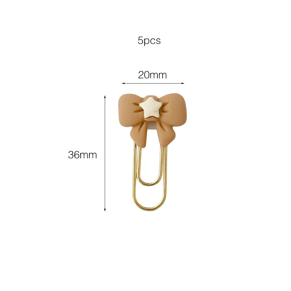 5PCS flower Paper Clips cream Bookmarks Planner Clips for Fun Office Supplies School Gifts