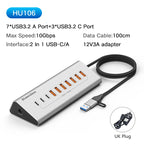 Blueendless Aluminium 10Gbps USB3.2 Gen2 4/10port HUB Docking Station USB-C USB-A Type C Splitter Adapter for PC Laptop macbook