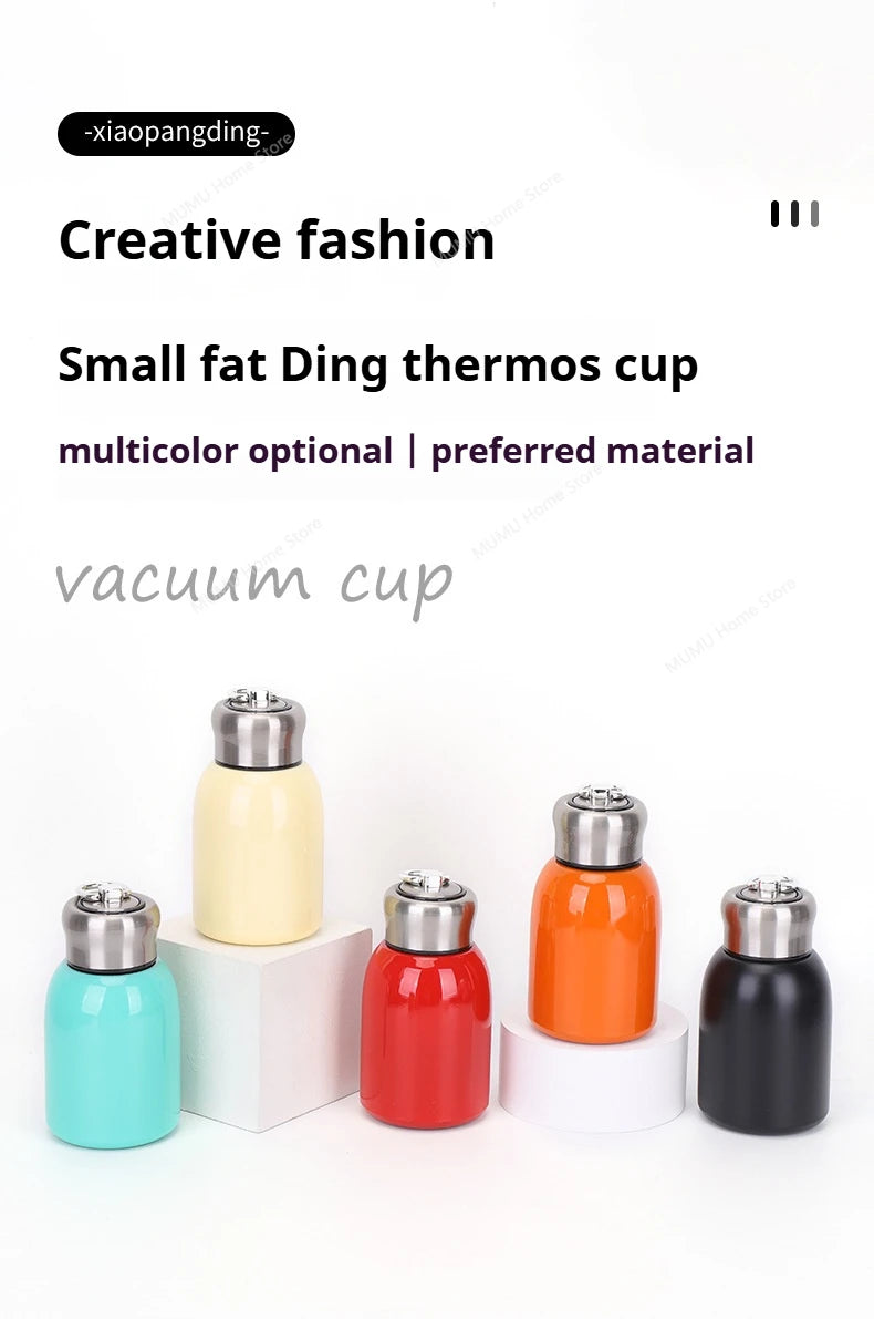 300ML Stainless Steel Vacuum Flask with Lifting Ring Mini Thermos Cup Car Insulated Cup Portable Travel Water Bottle Coffee Mug