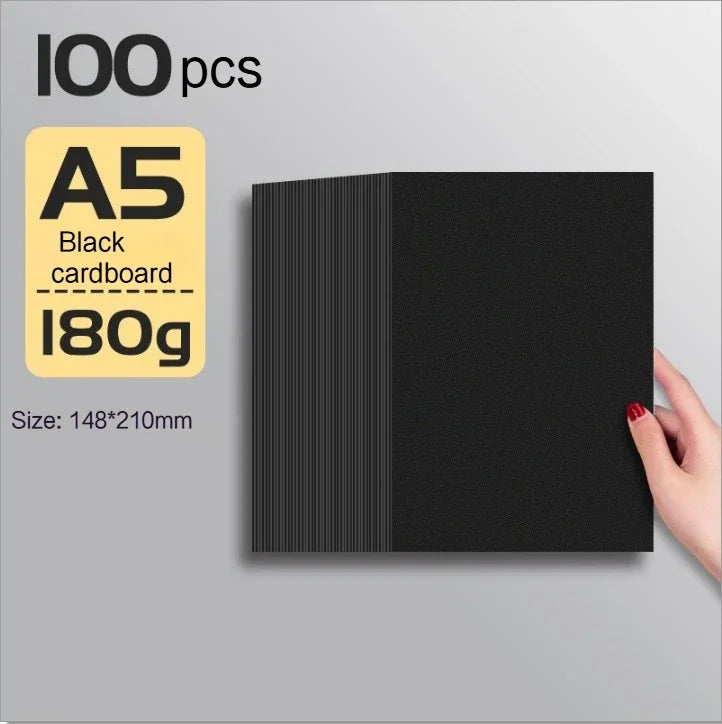 A4/A5 Black Cardboard Sheets Paper Art Painting Supplies Double-Sided for Graffiti Drawing Diy Handmade Cardstock 180/230/300g
