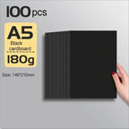 A4/A5 Black Cardboard Sheets Paper Art Painting Supplies Double-Sided for Graffiti Drawing Diy Handmade Cardstock 180/230/300g