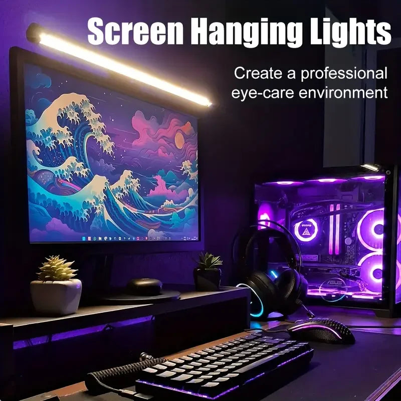 Monitor Screen Light RGB LED Desk Lamp Monitor Light Bar Computer Eye-Care Stepless Dimming Lighting Table Lamp for Work Gaming
