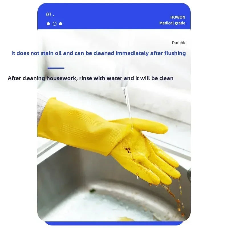 Natural Latex Gloves,Rubber,Household Kitchen Dishwashing And Laundry Car Wash,Thickened Acid And Alkali Resistant Latex Gloves