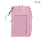 Portable Leather Business ID Card Credit Badge Holder Coin Purse Wallet Keychain