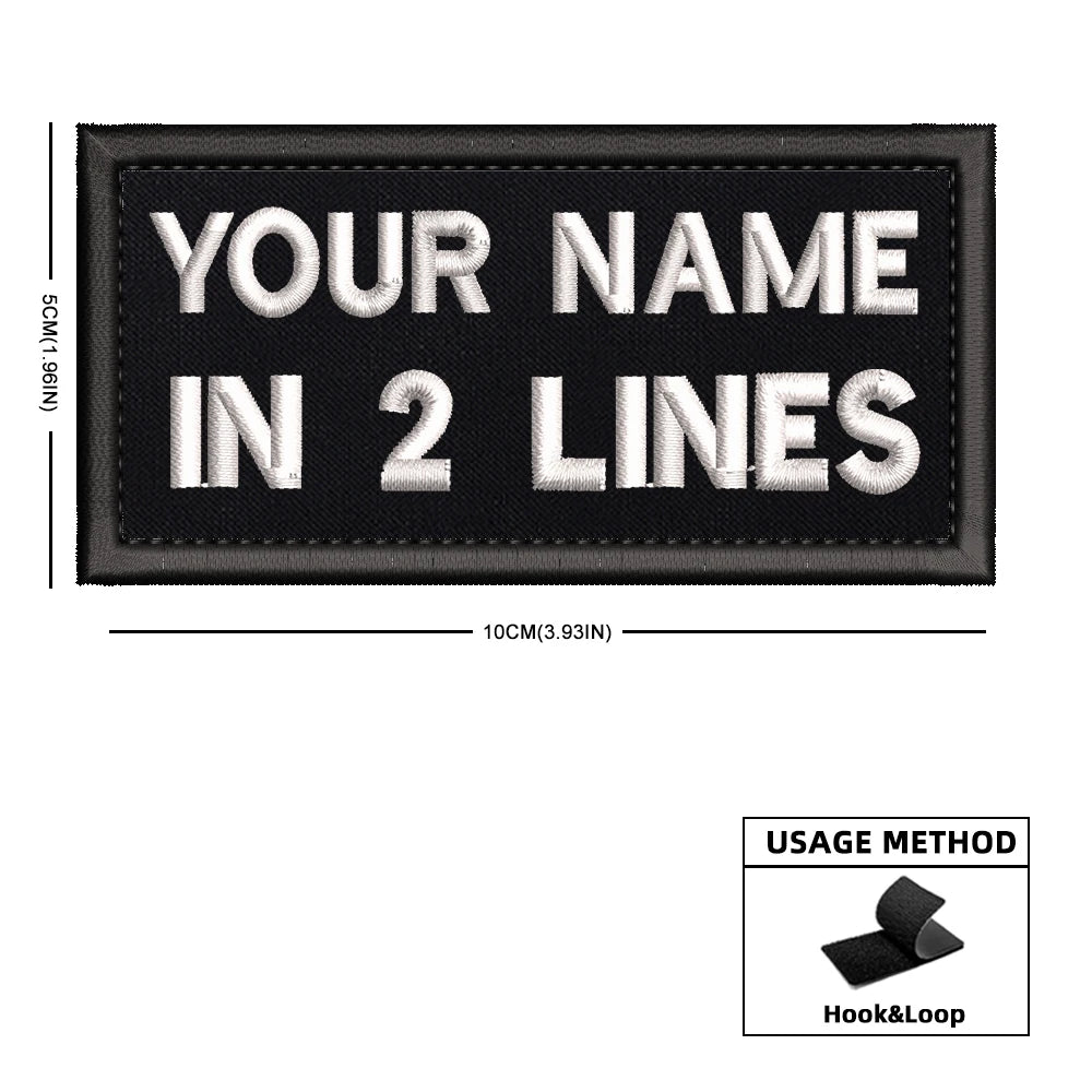 Rectangular Personalized Name Patch Stripes Badge tags Different Sizes Iron On Or Hook Loop Embroidered Military Name Patches