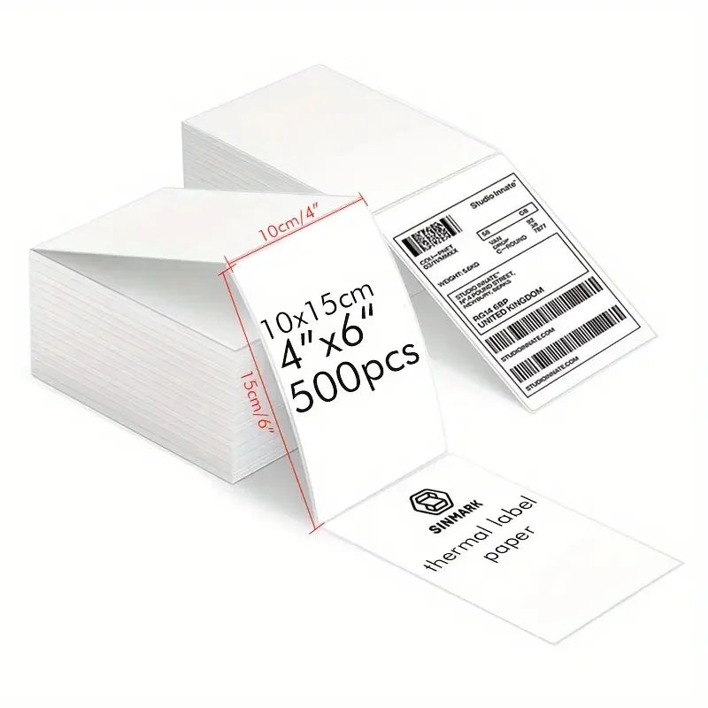 4x6 Inch Direct Thermal Labels Printer Paper 100x150mm Fan-Fold Labels Shipping Supplies Waterproof for D100 D200 Printer