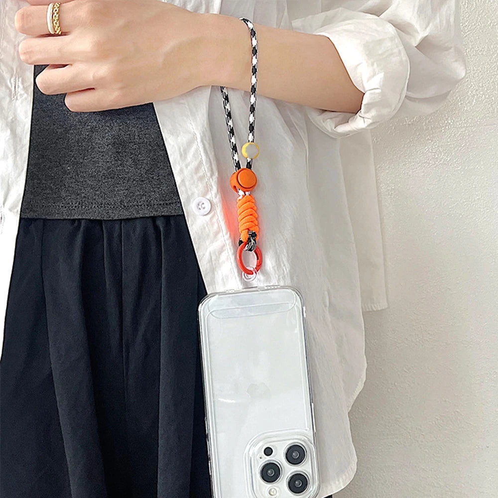 Fashion Keyring Creative Braided Lanyard Keychain For Phone Case Women Anti Lost Knot Rope Strap Car Key Chains Diy Accessories