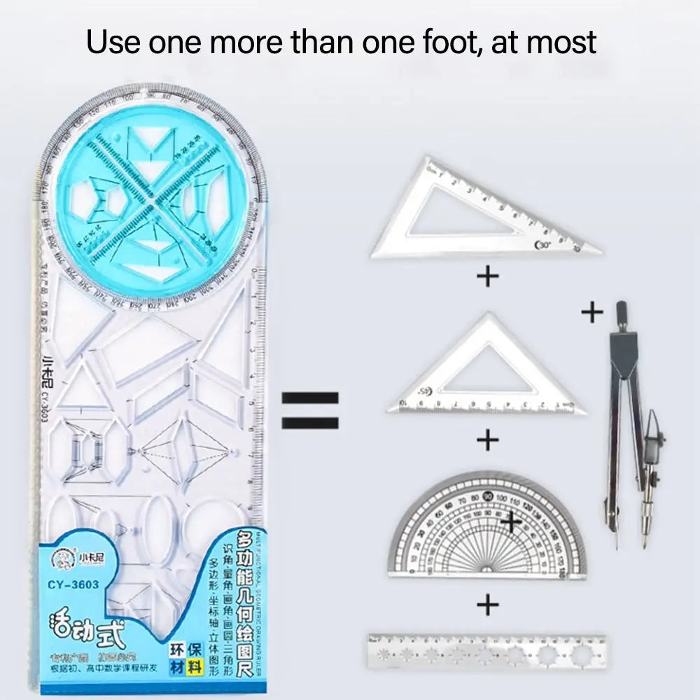 Rotary Multi-function Geometric Drawing Ruler Protractor Learning Measuring Tool Creative Stationery Gift School Office Supplies