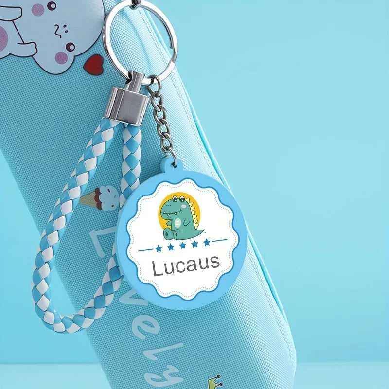 Personalized Leather Keychain with Custom Name - Anti-Loss Rope Tags for Children School Bags & Kindergarten Gifts