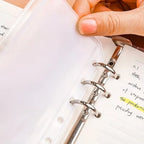 10Pcs A5 A6 A7 Binder Pockets Waterproof Zipper Pouch for 6 Ring Notebook Binder Clear Document Filing Bag Leaf Organizer Folder