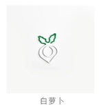 10Pcs Creative Vegetable Carrot Ice Cream Paper Clip Metal Bookmark  DIY Student Read Label Supplies Stationery