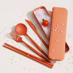 New Wheat straw Wheat Straw Dinnerware Set Eco-Friendly Portable Utensil Box Tableware Cutlery Set Travel