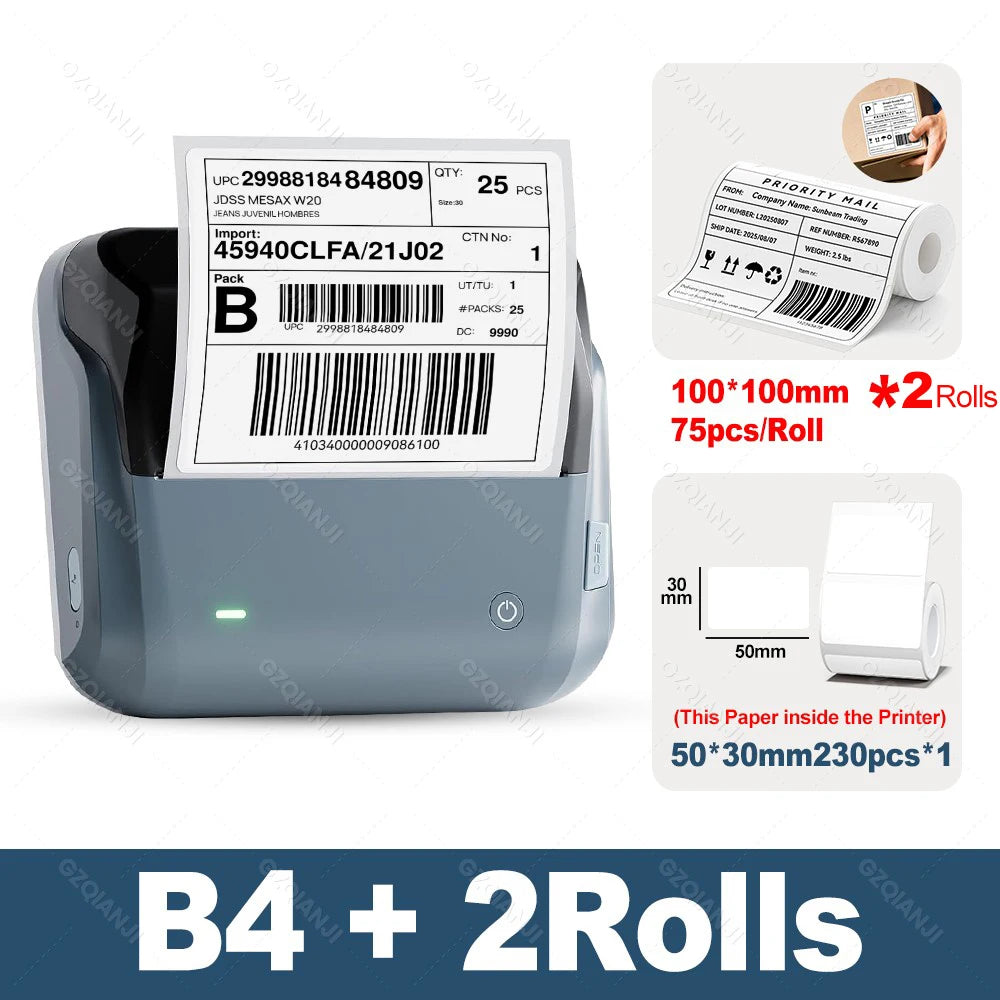 NIIMBOT B4 Potable 4inch Label Printer 20-110mmm Print Width Label Shipping Barcode Sitcker Big Size Multiple Devices Connected
