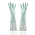 Waterproof Rubber Latex Velvet Gloves, Durable, Cleaning, Washing Clothes, Household, Kitchen, Winter