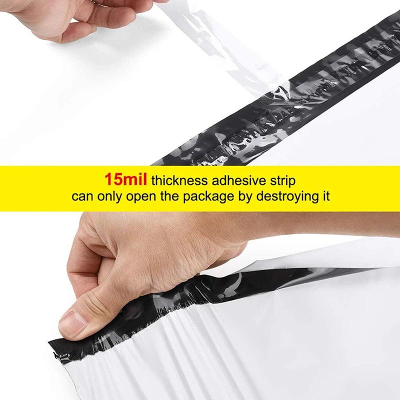 100Pcs White Poly Mailers Self-Sealing Shipping Bags Waterproof Packaging Envelopes Tear-Proof Courier Bags for Small Business