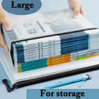 3/5PCS Stationery Storage Bag Folder File Mesh Zipper Pouch A3 A4 A5 A6 Document Bag Zip File Folders School Office Supplies