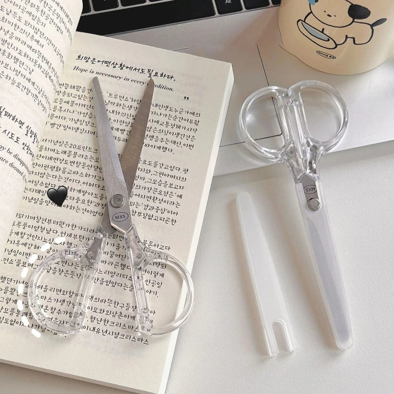 Ins Simple Office Scissors, Transparent Planner, Portable Handcrafted Scissors, Student Art Paper-cutting Knives Wholesale