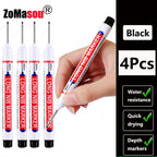 1-100Pcs 2cm Waterproof Long Head Markers Deep Hole Marker Pen for Metal Carpenter Red/Black/Blue/Green Ink Woodworking Tools